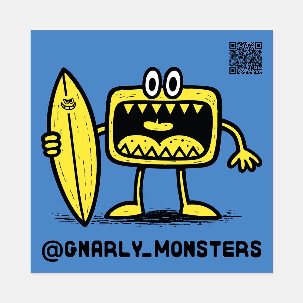 Gnarly Monster Sticker - Blue