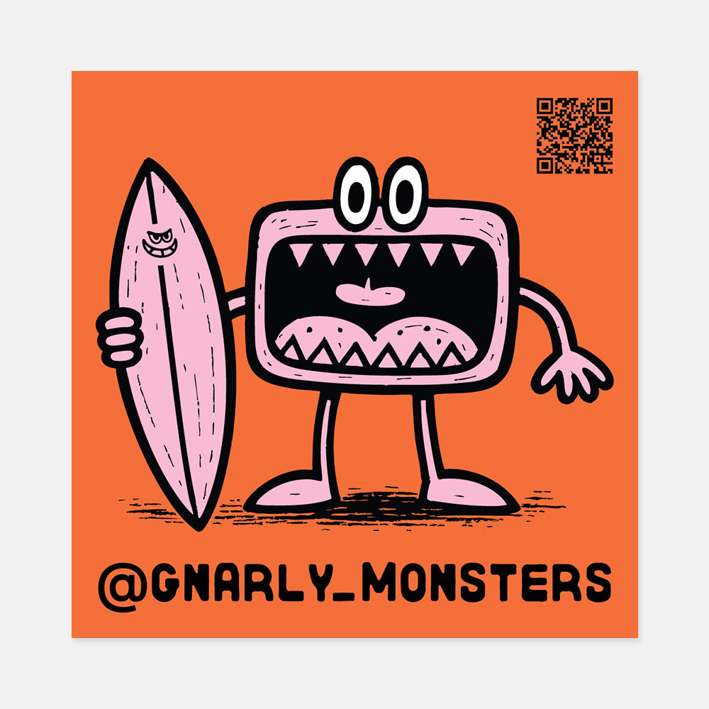 Gnarly Monster Sticker - Orange