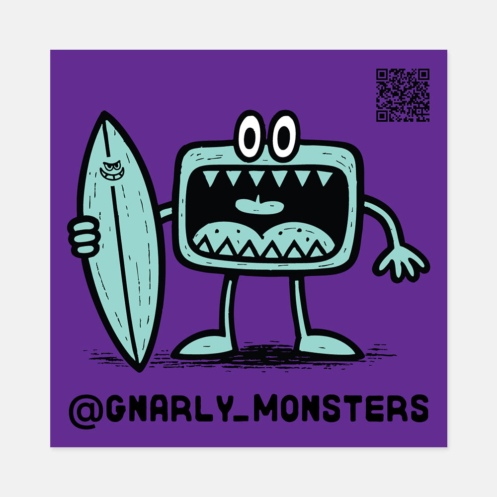 Gnarly Monster Sticker - Purple