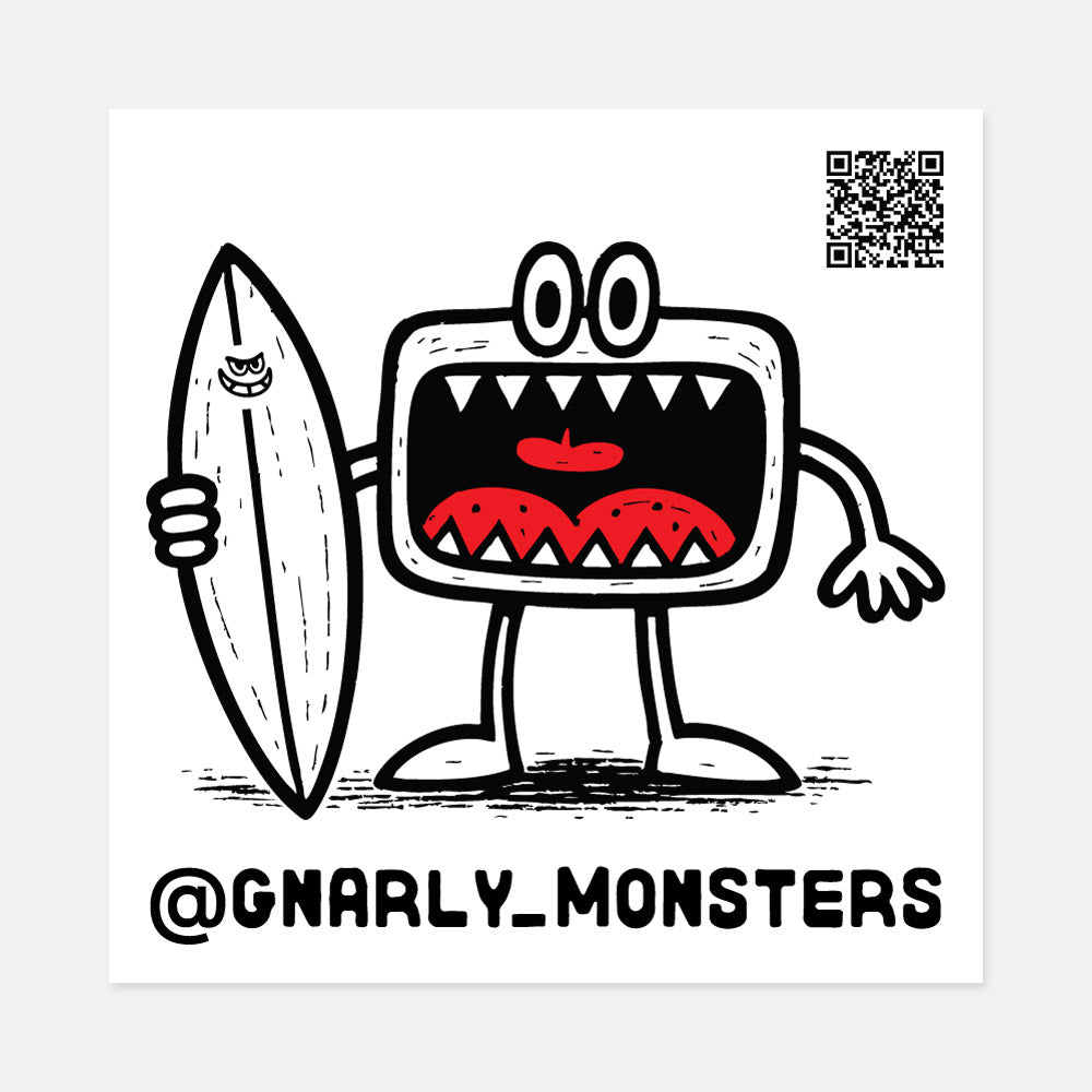 Gnarly Monster Sticker - White