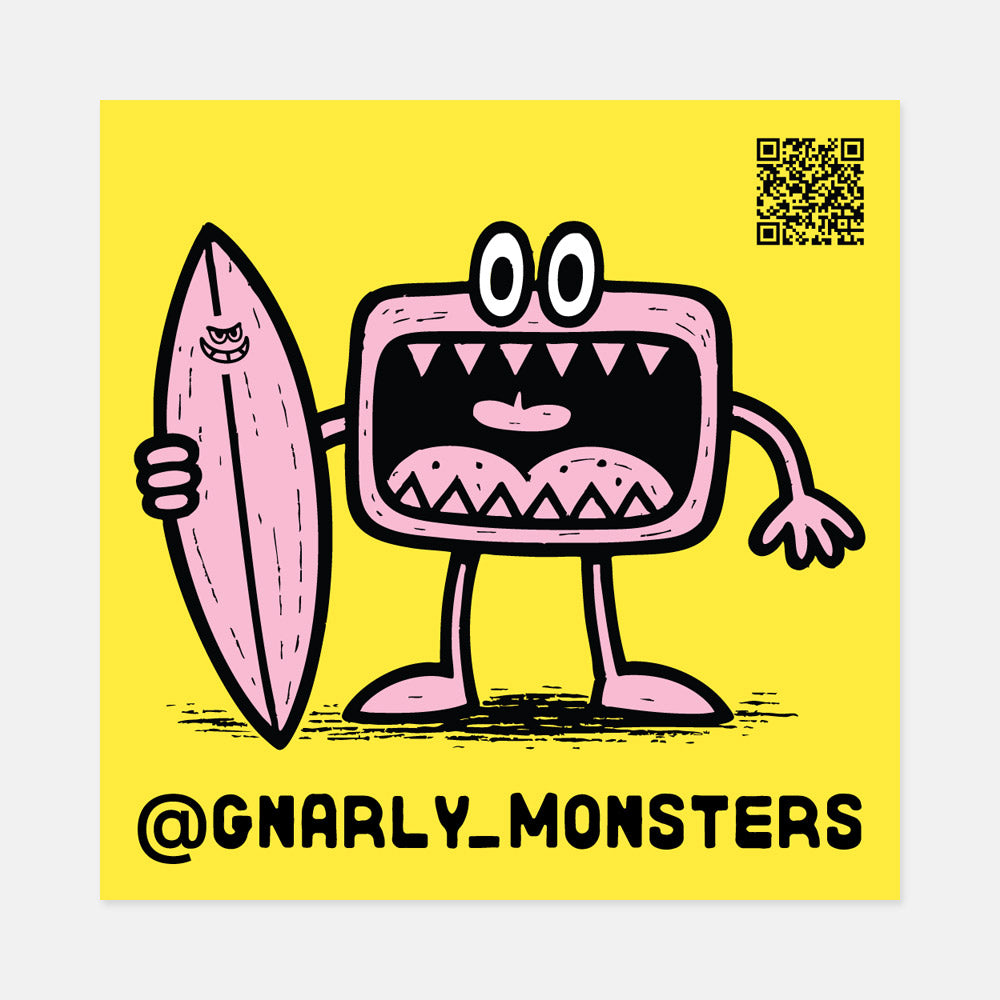 Gnarly Monster Sticker - Yellow