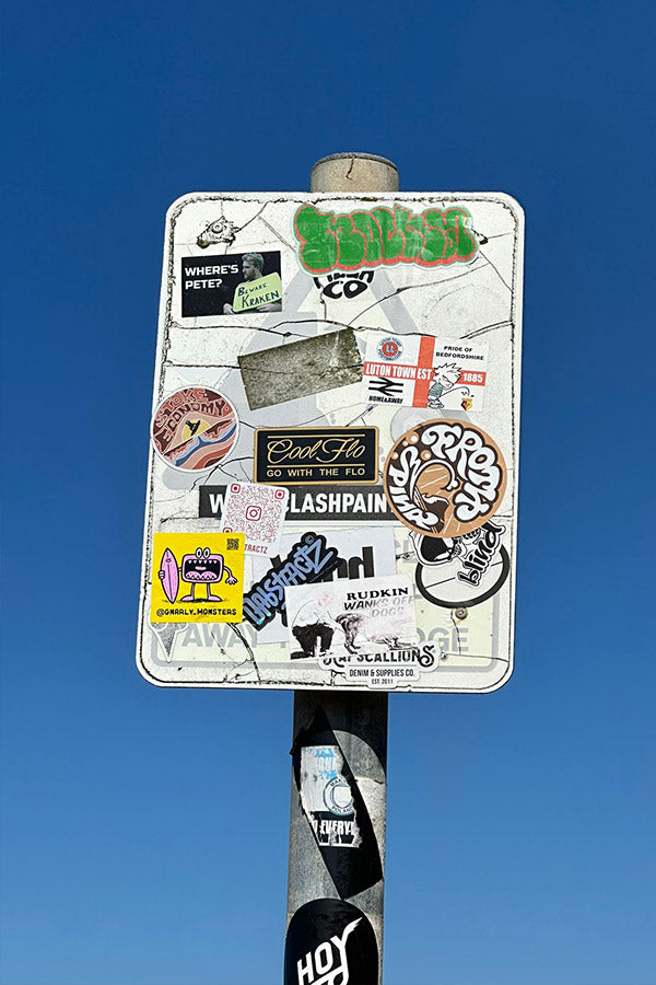 Gnarly Monsters Sticker on a street sign